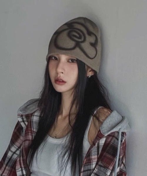 aeae ニット帽 水玉 ドット 韓国 ビーニー KOM ニット帽 ニット