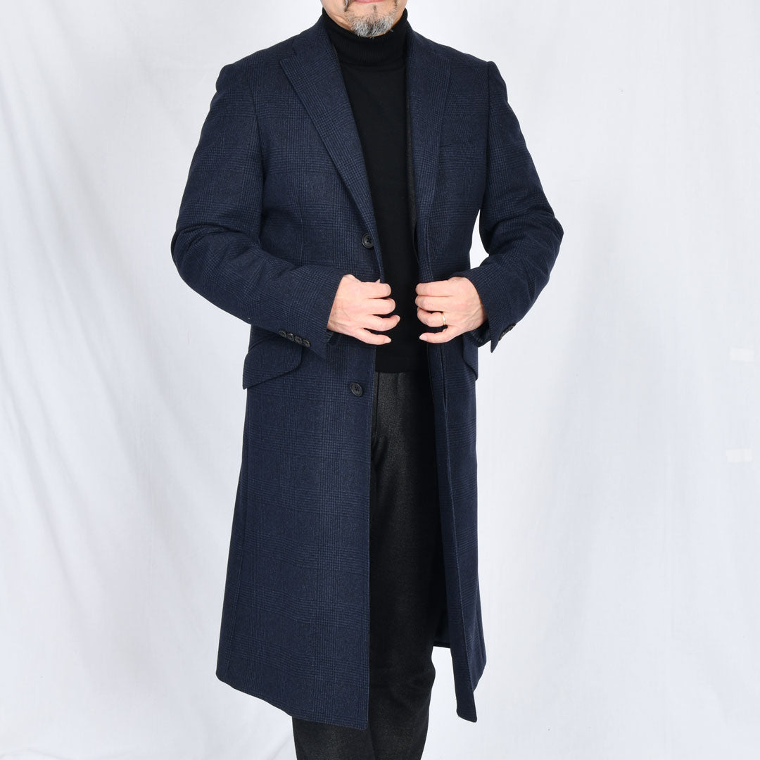 ティモシーエベレスト】ウールカシミヤビーバーチェック柄チェスター