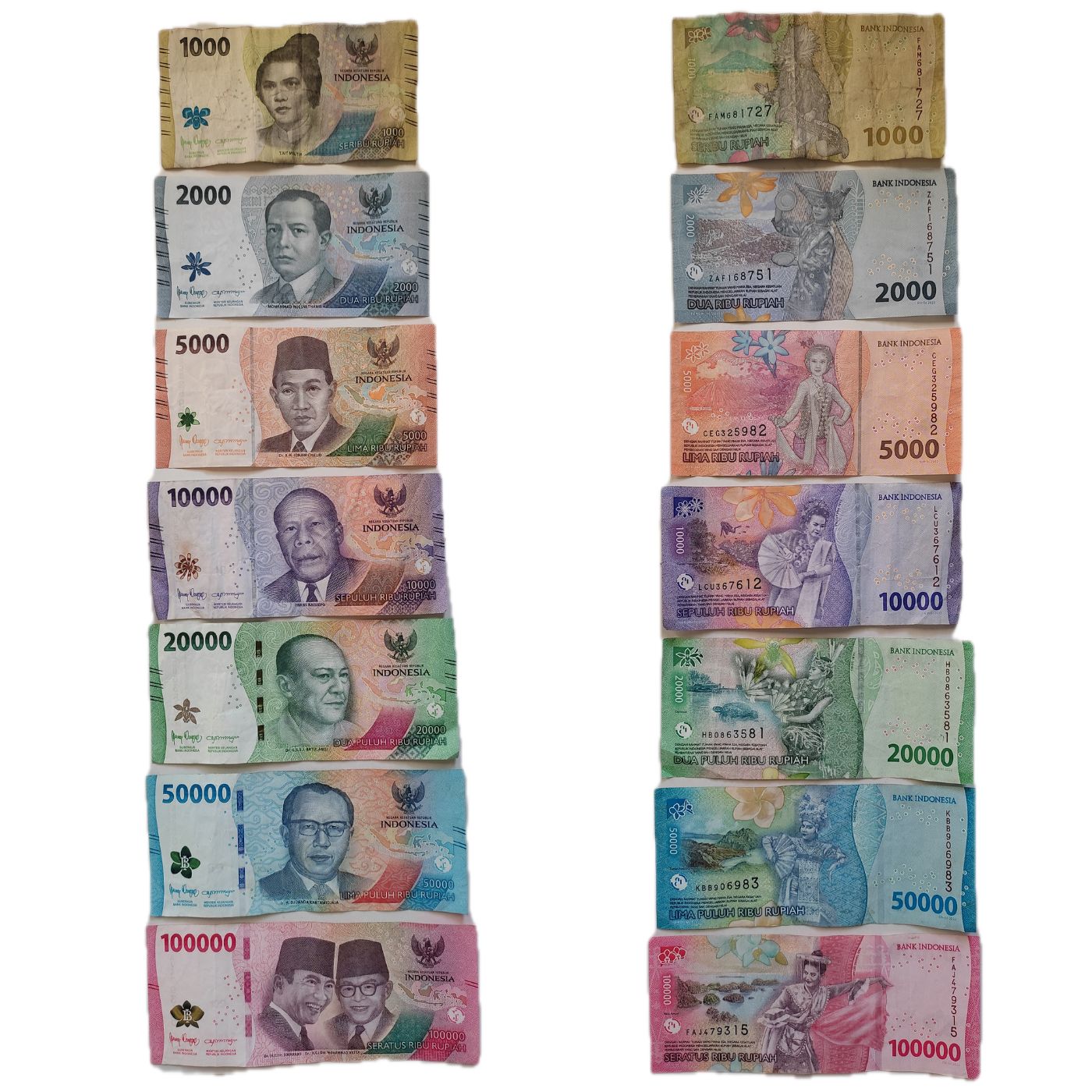 インドネシア紙幣旧10万ルピア 2000ルピア