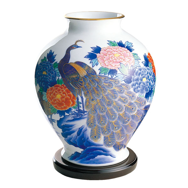 染錦孔雀牡丹）花瓶|有田焼の老舗-香蘭社オンラインショップ