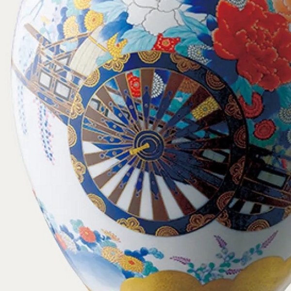 花模様の陶器壺 多色花模様の陶器壺 多色花模様の陶器壺