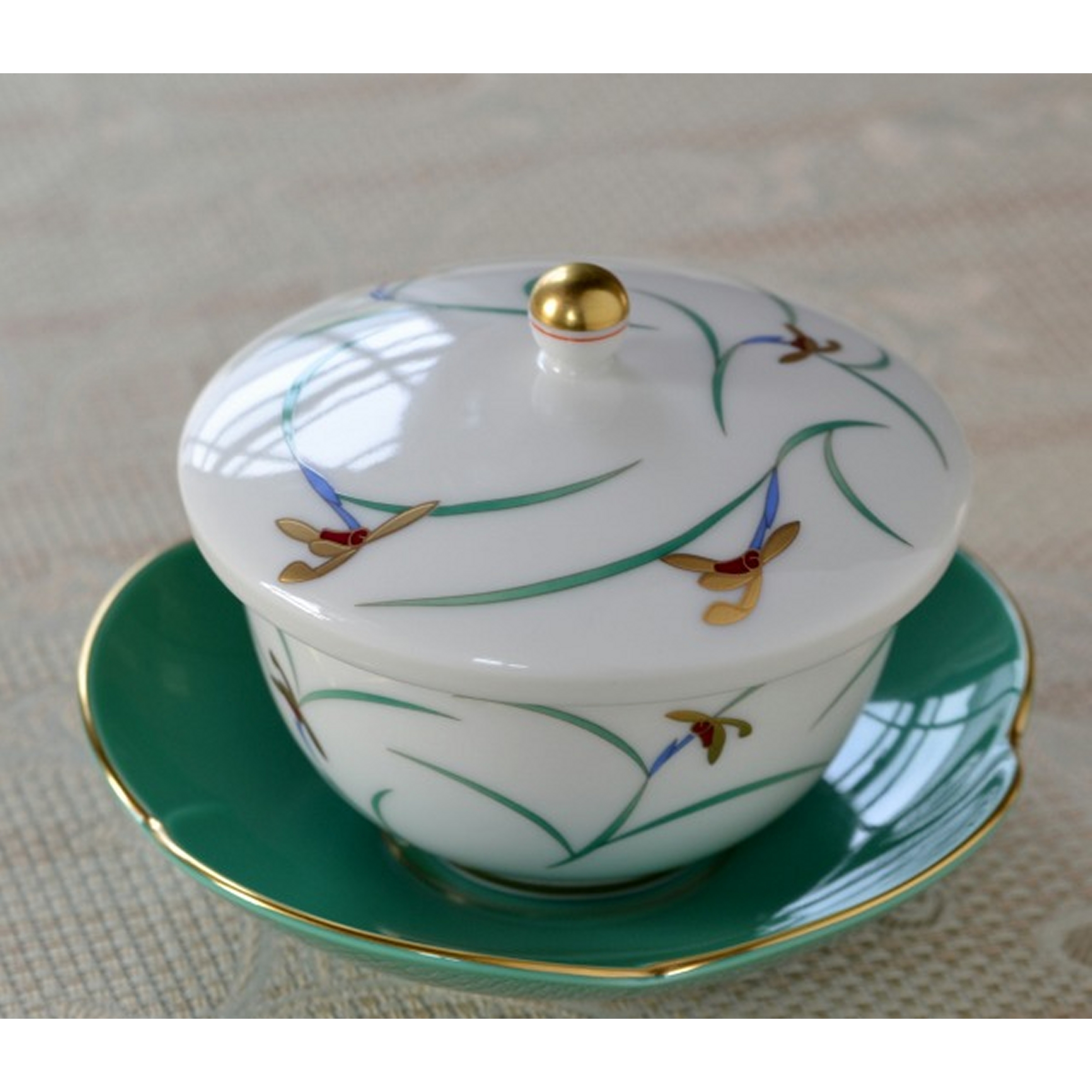 2030 香藺社 相思花 湯呑蓋付 6客 未使用 2030 香藺