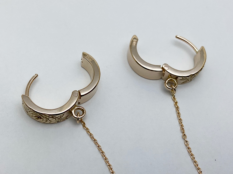 オーダーメイドピアス紹介【K18PGフープ、K18YG龍】 – オーダーメイド