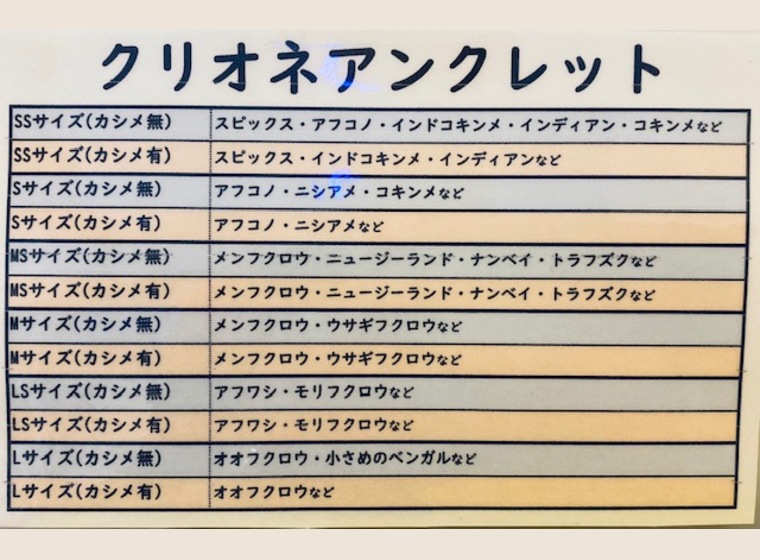 脱着式アンクレット『クリオネ』SS～Lサイズまで(ナチュラルカラーのみ