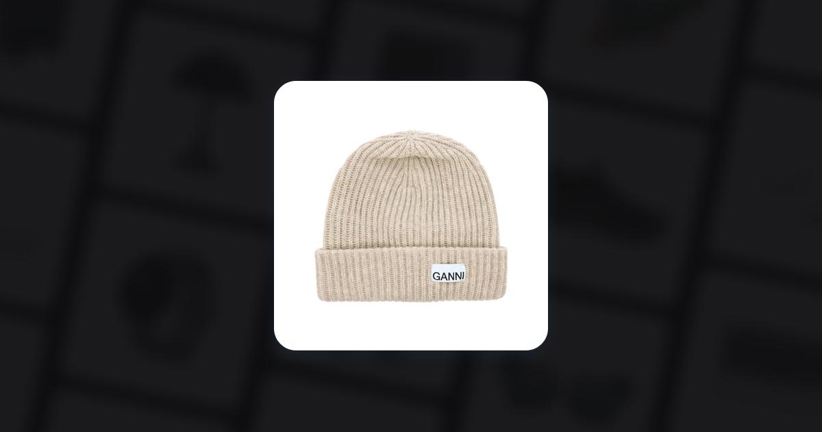 Ganni Oversized Wool Rib Knit Beanie - Brazilian Sand • Price »