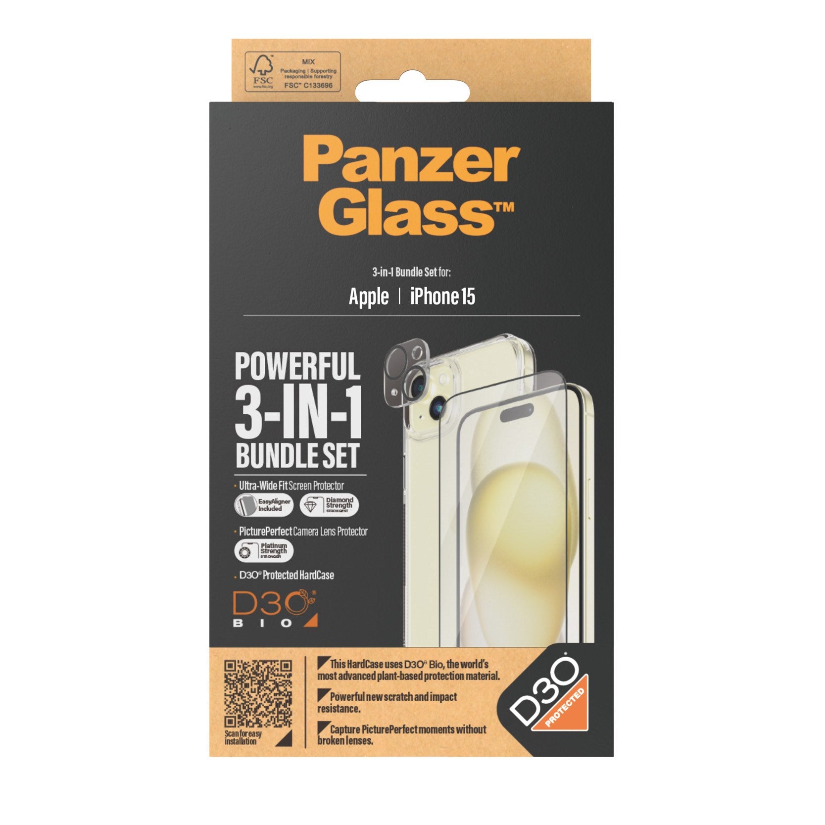 PanzerGlass® 3-in-1 Bundle iPhone 15