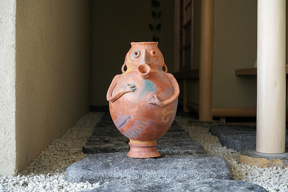 備前焼 森陶山作 扁壺 個展出品作 飾り壺 花器 骨董 日展作家 佳品