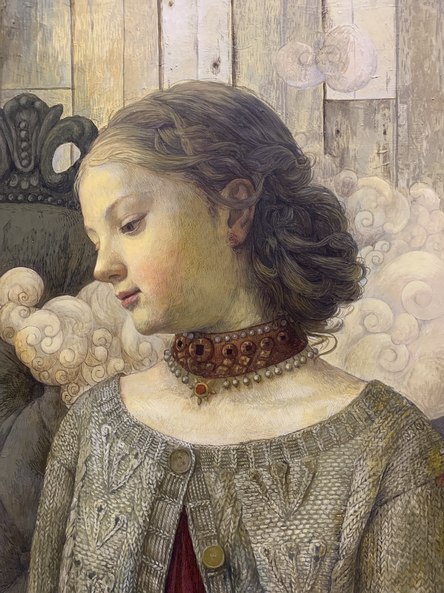 肖像画テンペラ画女性の横顔