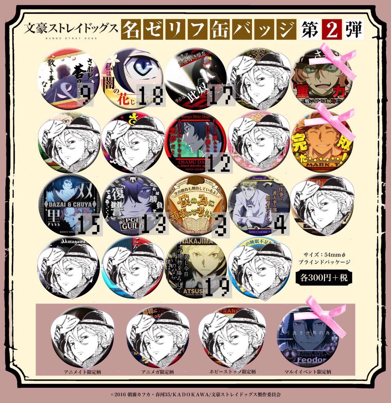 文豪ストレイドッグス 文スト 缶バッジ 文学館 芥川 文豪ストレイ