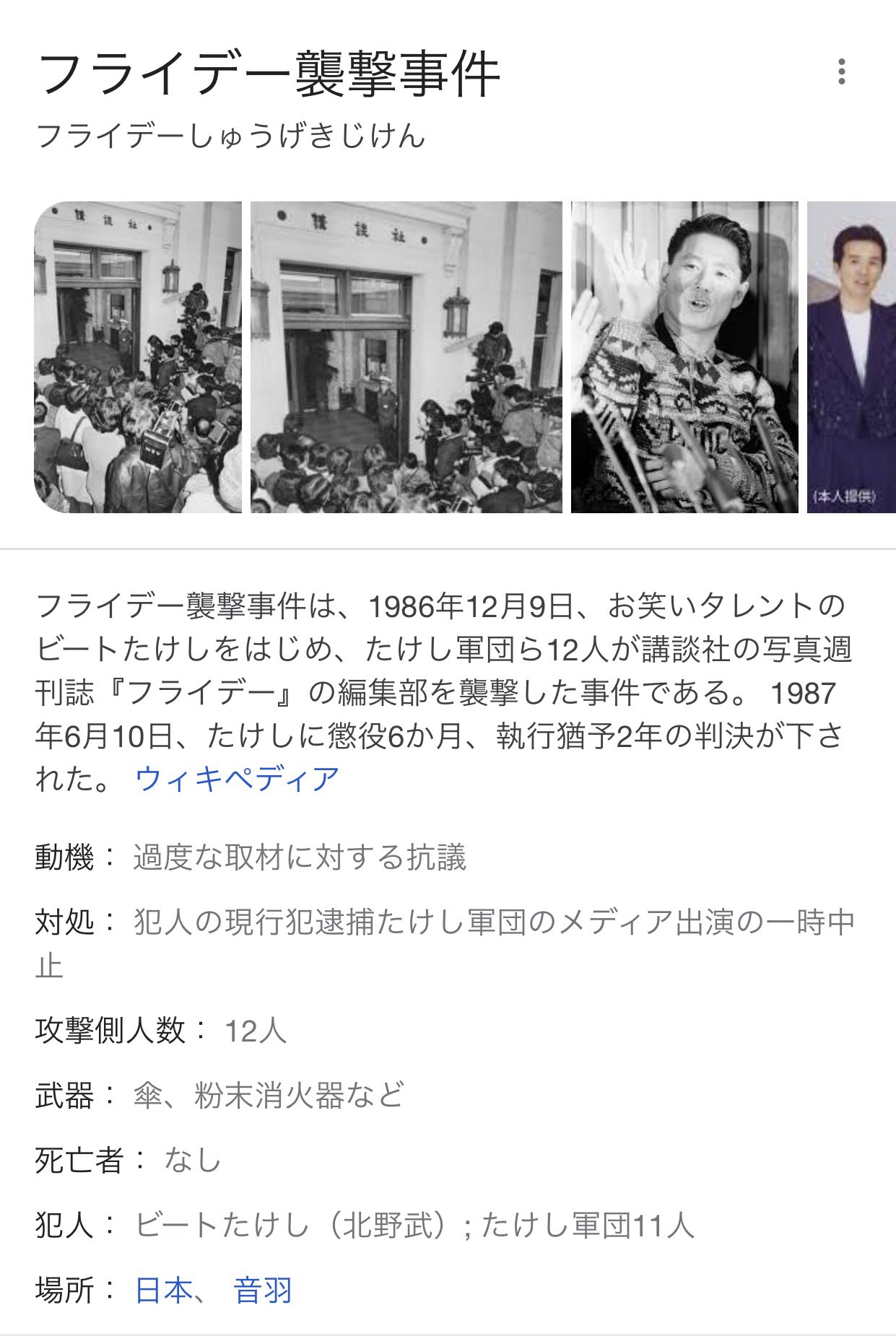 ビートたけし フライデー 昭和61年12月10日 夕刊フジ全ページ一式