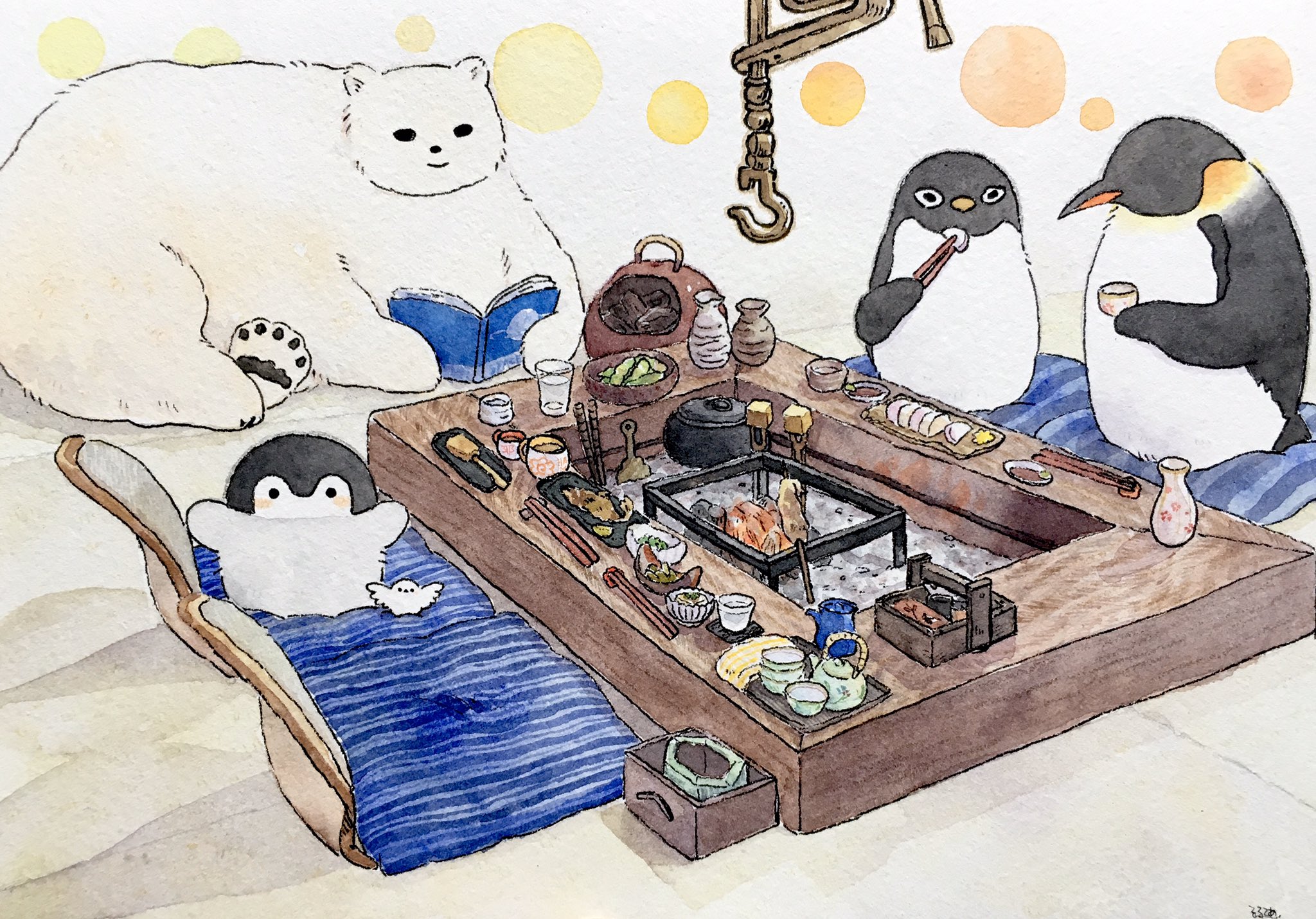 コウペンちゃん複製原画『みんなで準備中』