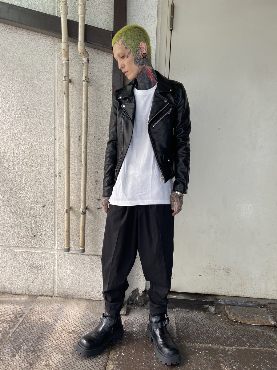 LAMB SKIN BIKER JACKET yusuke 身長174cm photo①②size2着用