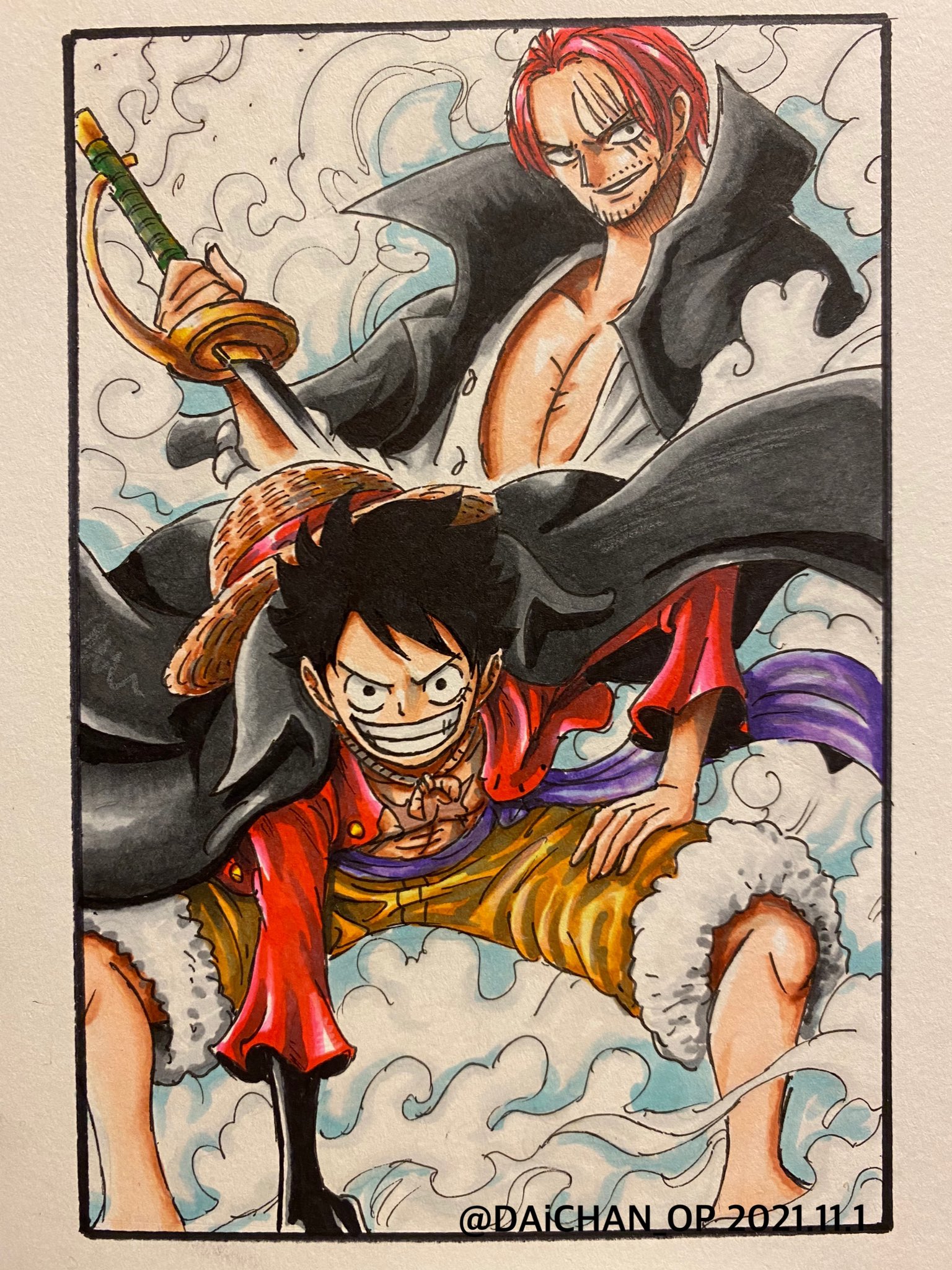 ワンピース ONEPIECE B2 ポスター シャンクス ルフィ RED ワンピース