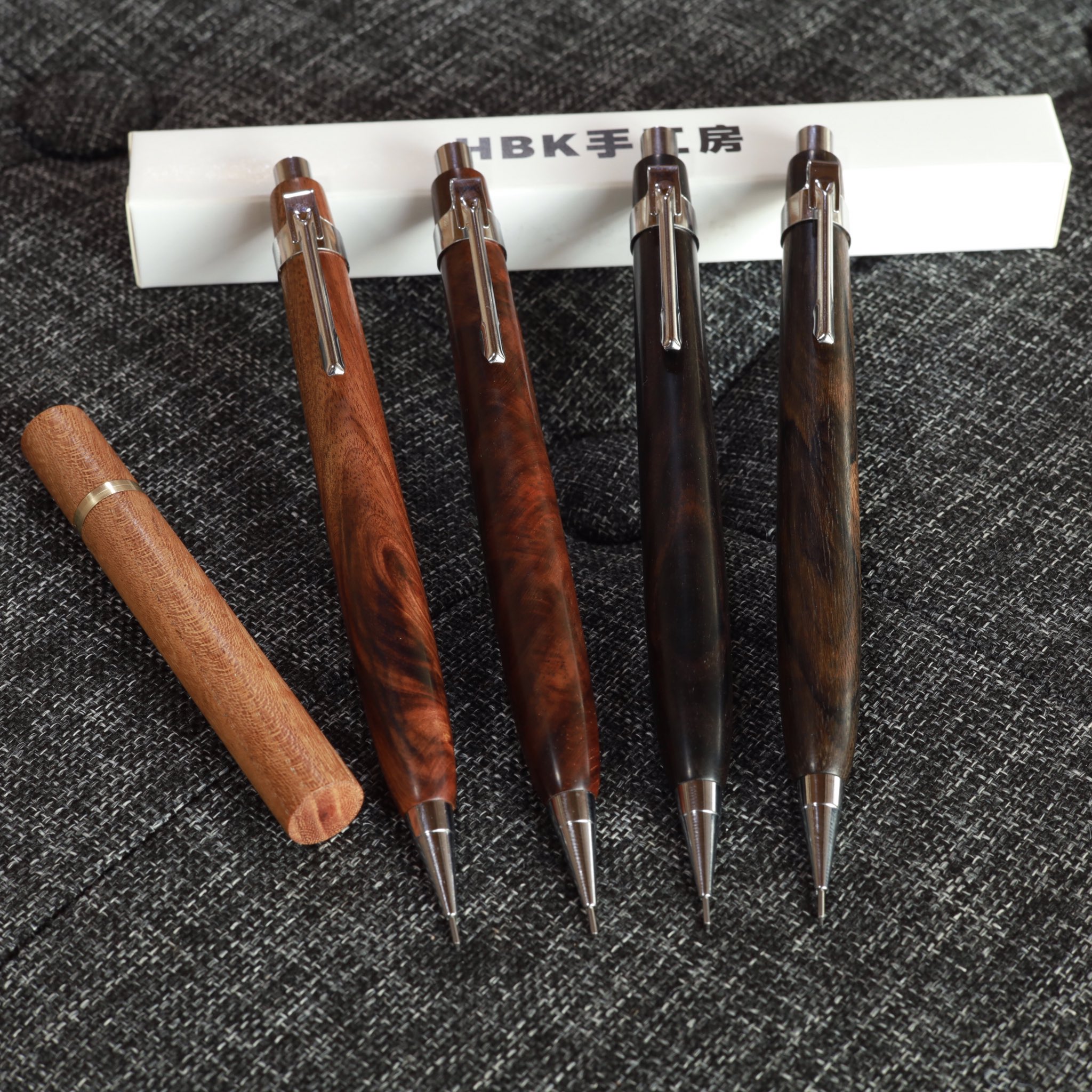 583極上 デザートアイアンウッド 瘤杢 木軸シャーペン ボールペン 484