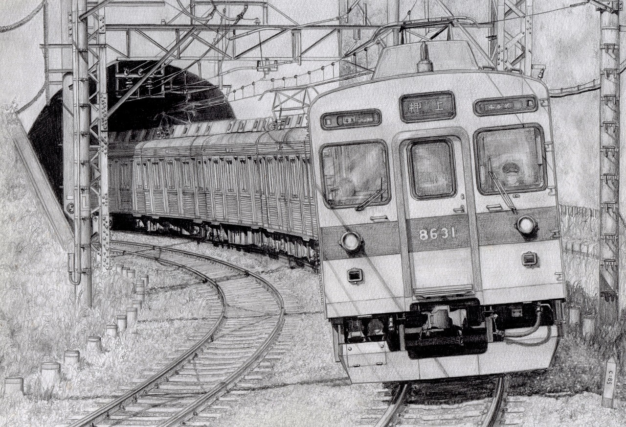 落ち葉をダイナミックに画面いっぱいF12号。保田三友紀の油絵額縁