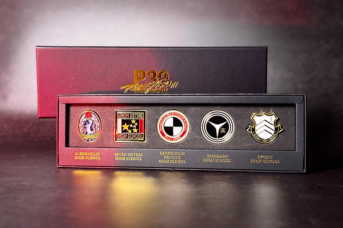 p30th グッズ紹介📢】 🔽P30th 校章ピンバッジセット 『ペルソナ