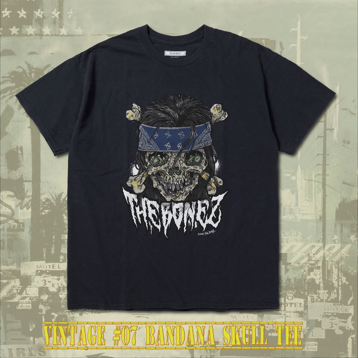 THE BONEZ Damaged Skull Tシャツ Lサイズ The BONEZ damaged skull T