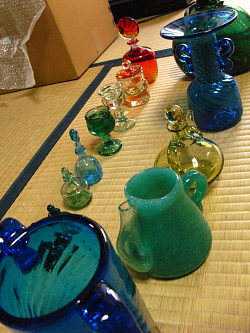 民藝 倉敷ガラス 小谷眞三さん 吹きガラス ソース瓶 醤油差し クリア