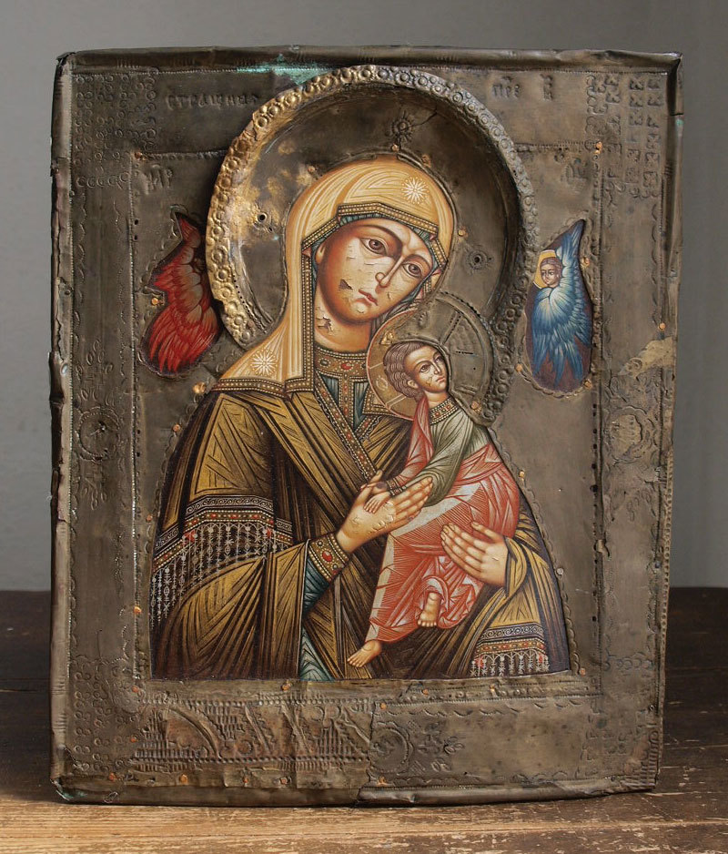 イコン聖母子 ロシア正教美術 オクラッド /292 : Glicinia 古道具店