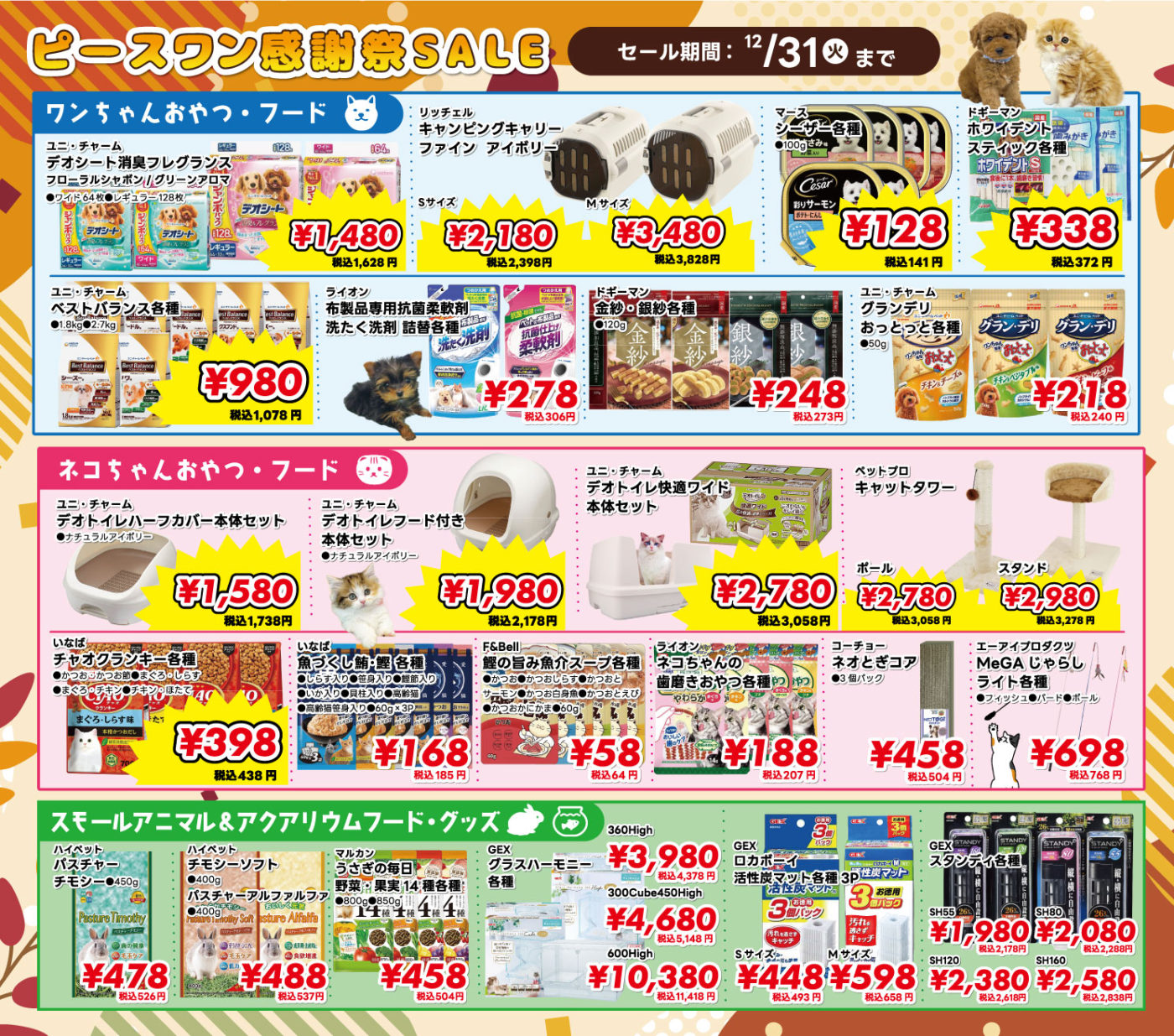 🎊ピースワン感謝祭セール開催中！🎊 - 【大阪・兵庫のペットショップ