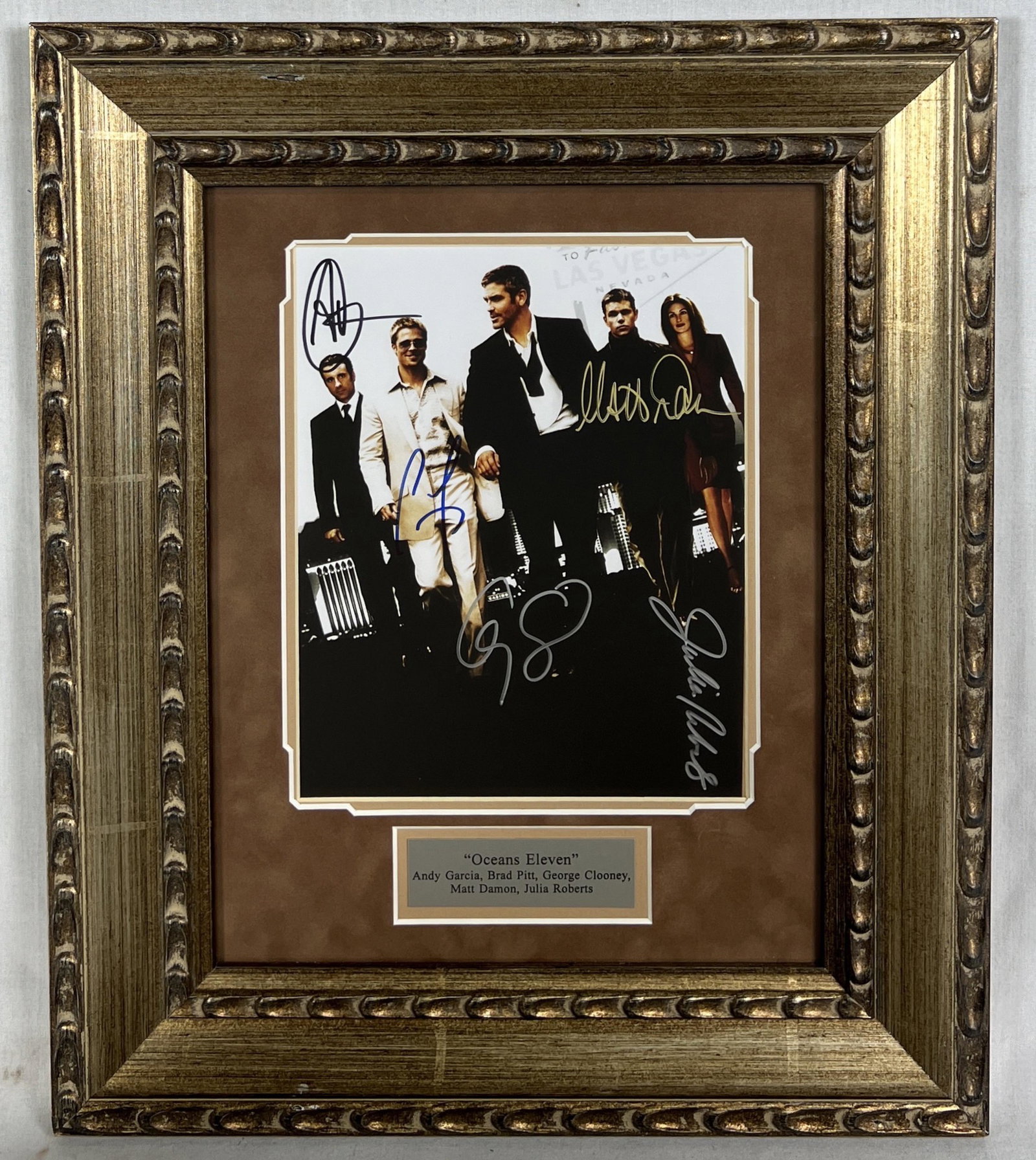 Oceans 11 Cast Signed Film Photo Brad Pitt, Matt