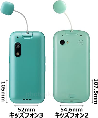 キッズフォン3 水色 本体と付属品 ソフトバンク、子ども向けケータイ