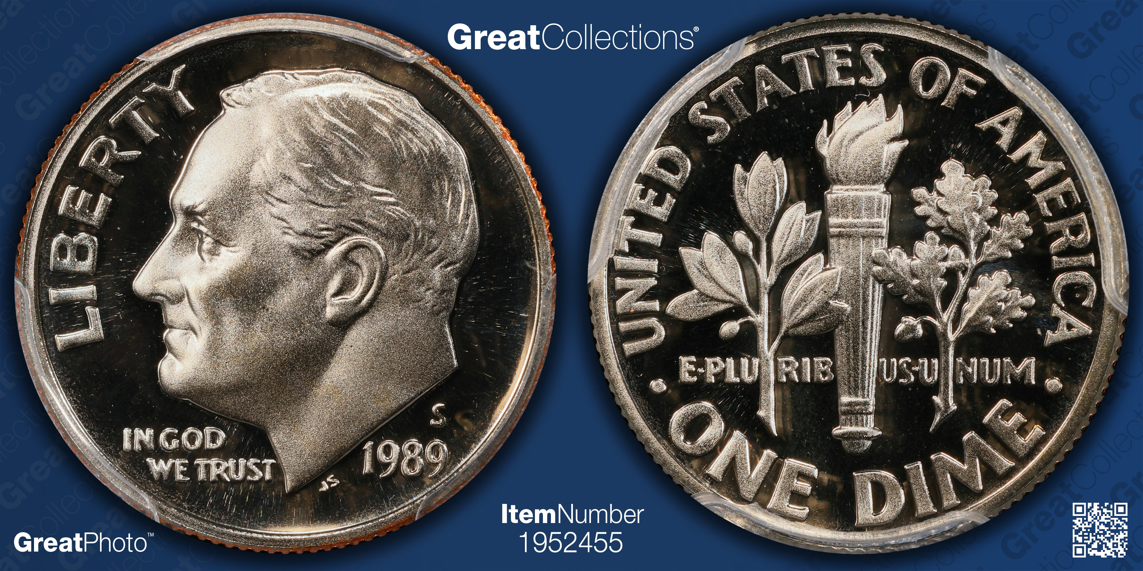 1989-S Roosevelt Dime PCGS Proof-70 DCAM (Item 1952455