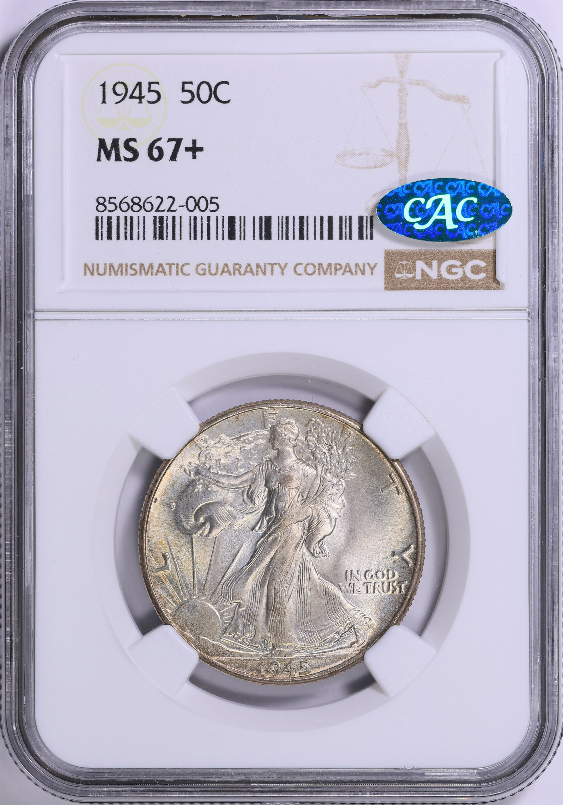 1945 Walking Liberty Half Dollar NGC MS-67+ (CAC Green) (Item