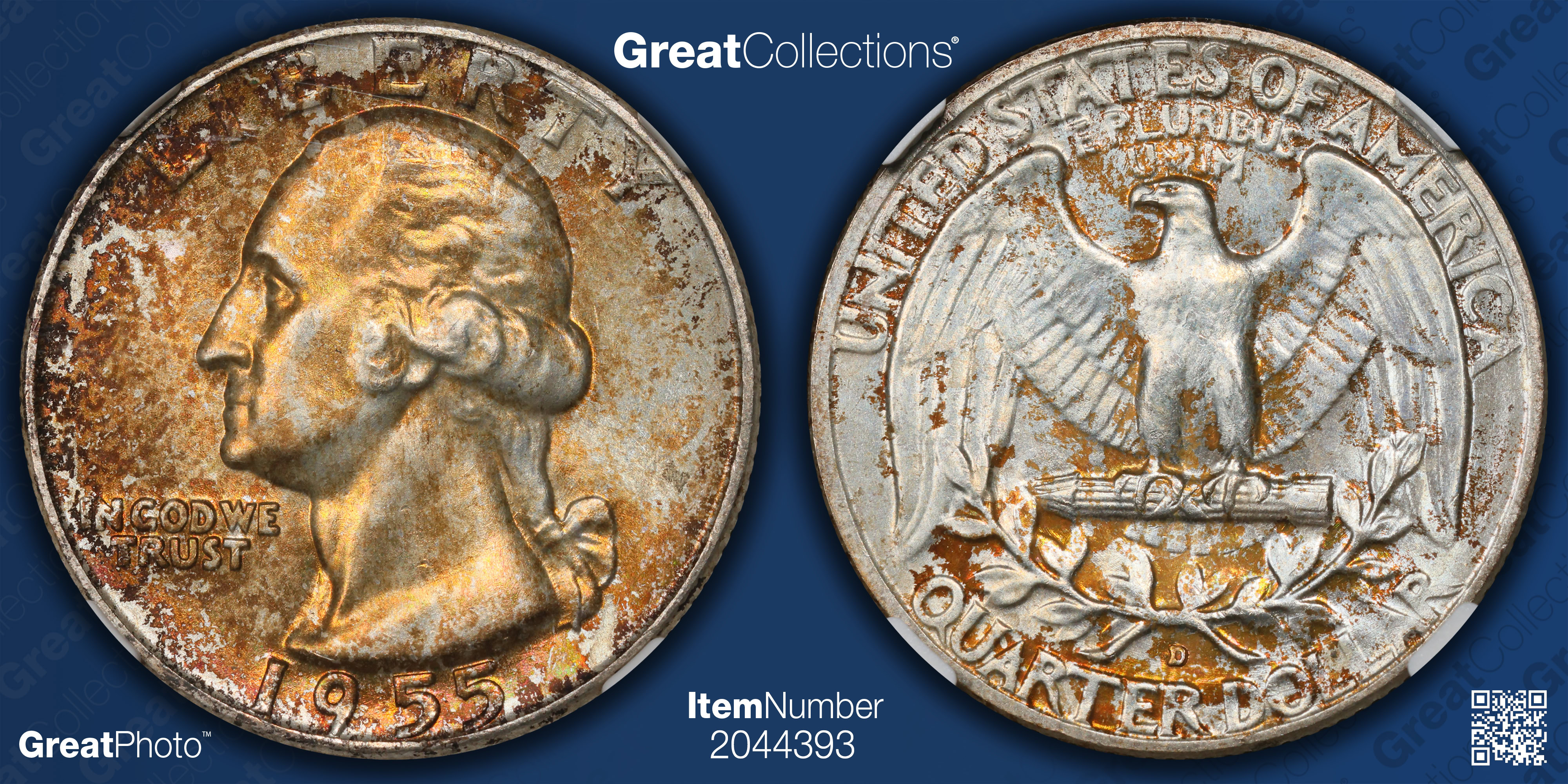 1955-D Washington Quarter NGC MS-66 (Toned) (Item 2044393