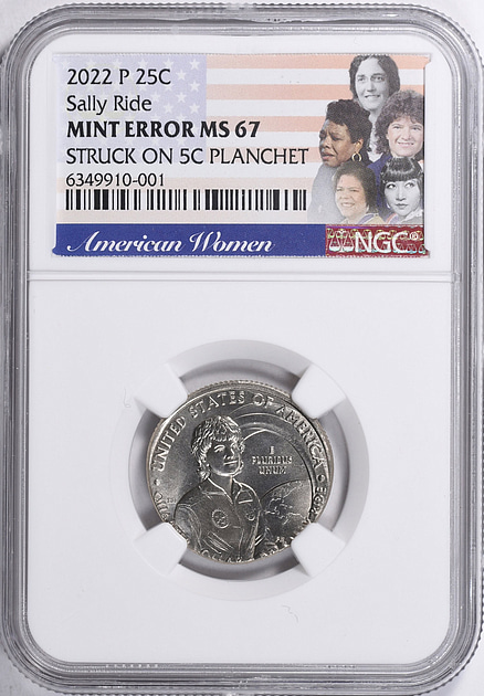 Dr. Sally Ride Quarter on Nickel Planchet Error Coin in