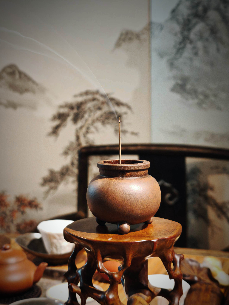 夢工房】金屋 五郎三郎 造 宣徳銅 立筋彫 遊環 鳳凰耳