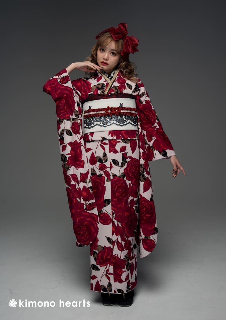 成人式振袖セット（長襦袢，草履なし）蝶と花模様 ⭐︎小柄さんに最終