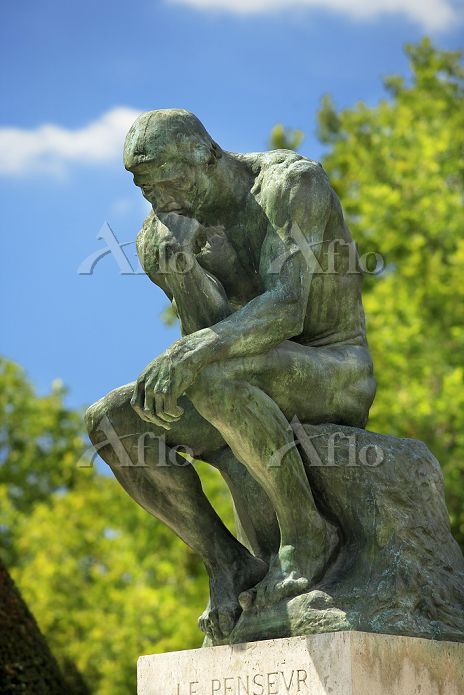 稀少レア高さ40センチオーギュストロダン「考える人」モチーフ木彫