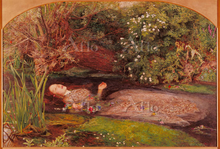 J.E.ミレイ作 オフェーリア A.C.P絵画 テート・ギャラリー 複製画 J.E.