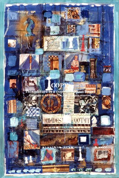 ニッサン・インゲル「メロディー」オリジナル 油彩 コラージュ 原画