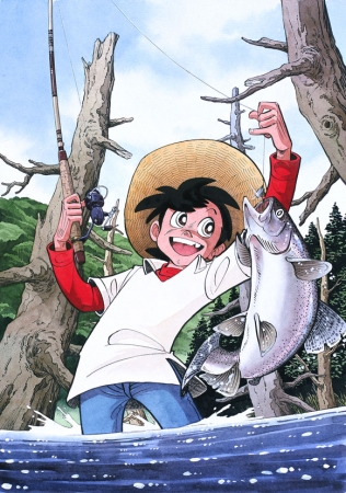 漫画家 矢口高雄 サイン色紙 釣りキチ三平 仮面ライダー 矢口高雄直筆