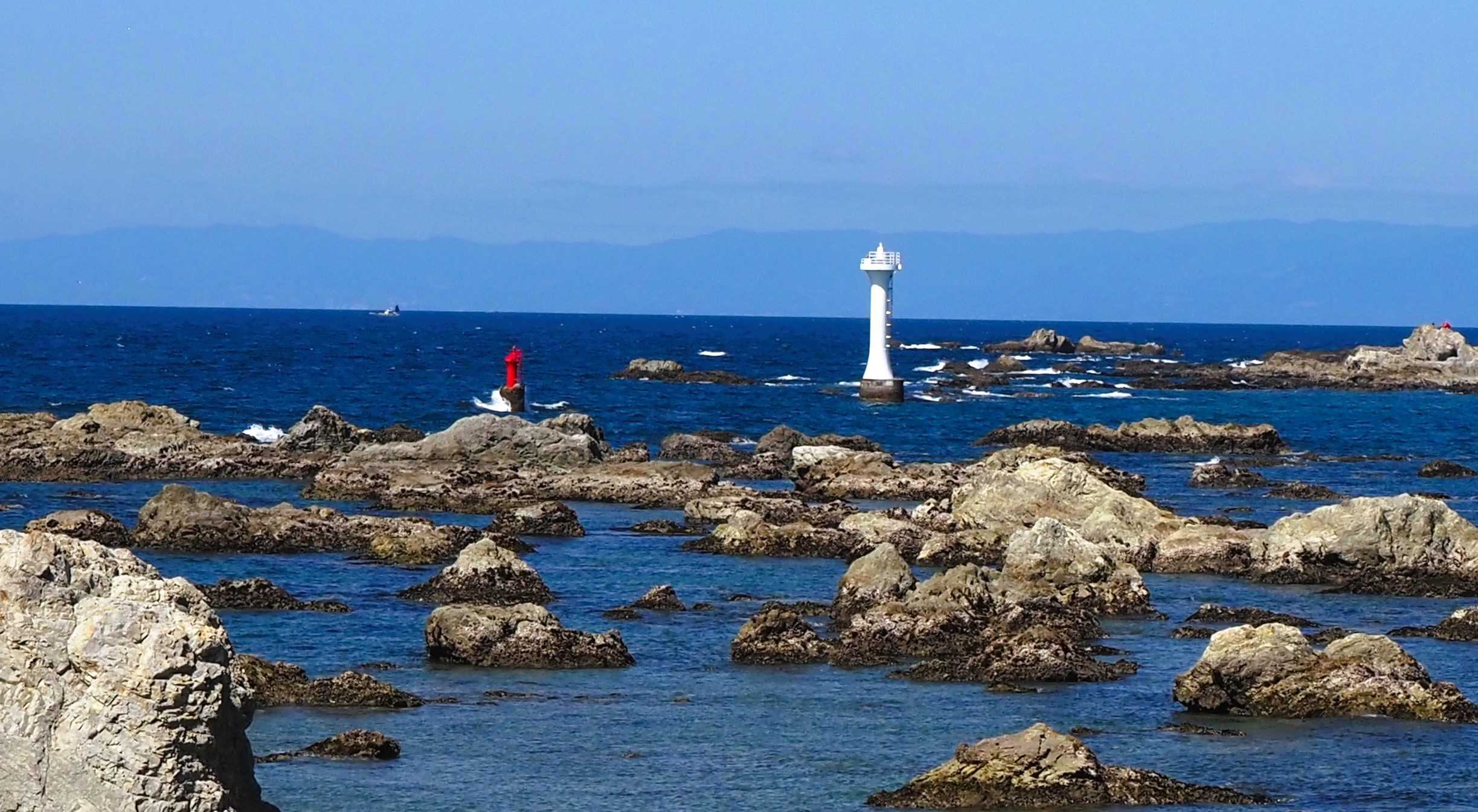 葉山森戸神社前からの富士山曼荼羅図、裕次郎灯台湘南の海