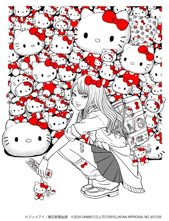 伊藤潤二 サンリオキャラクターズ ギャル富江 ハローキティ 複製原画
