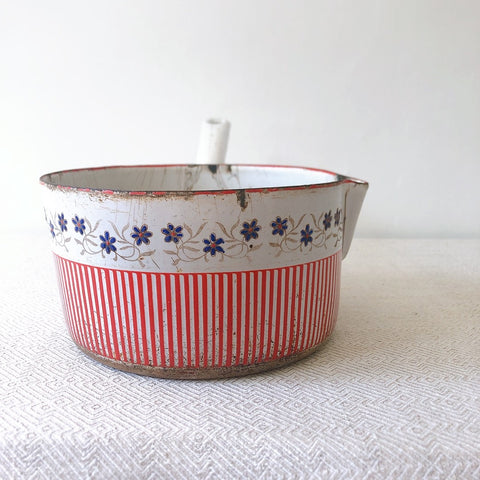 フランスBB社 アンティーク ホーロー片手鍋 ガーランドレッド