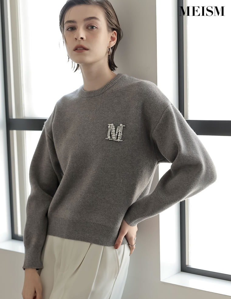 Mビジューエンブレムニット - トップス通販 | 人気レディース