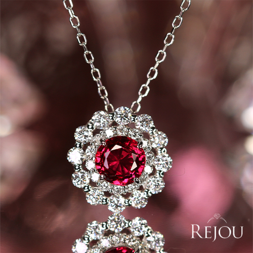 レッドスピネル 0.8ct ダイヤモンド 0.5ct プラチナ ネックレス【品質