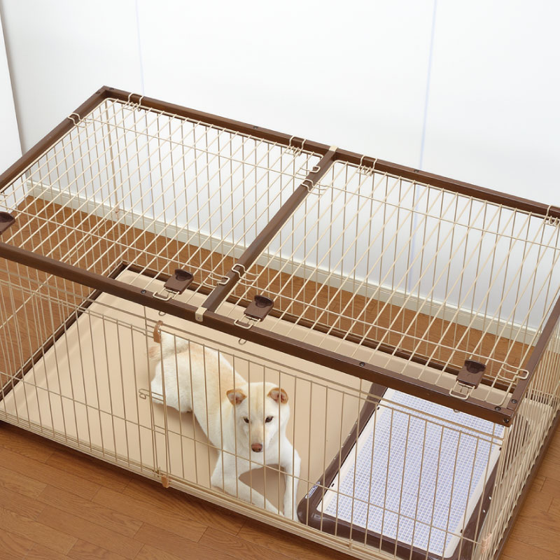 美品 リッチェル ペット用 お掃除 簡単サークル ブラウン 150cm×80cm