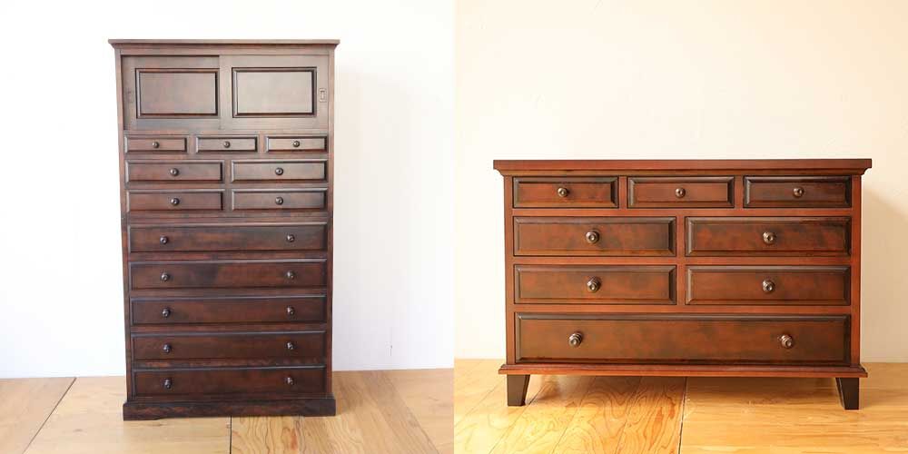 R0641:北海道民芸家具の婚礼タンスセットからチェストにリメイク