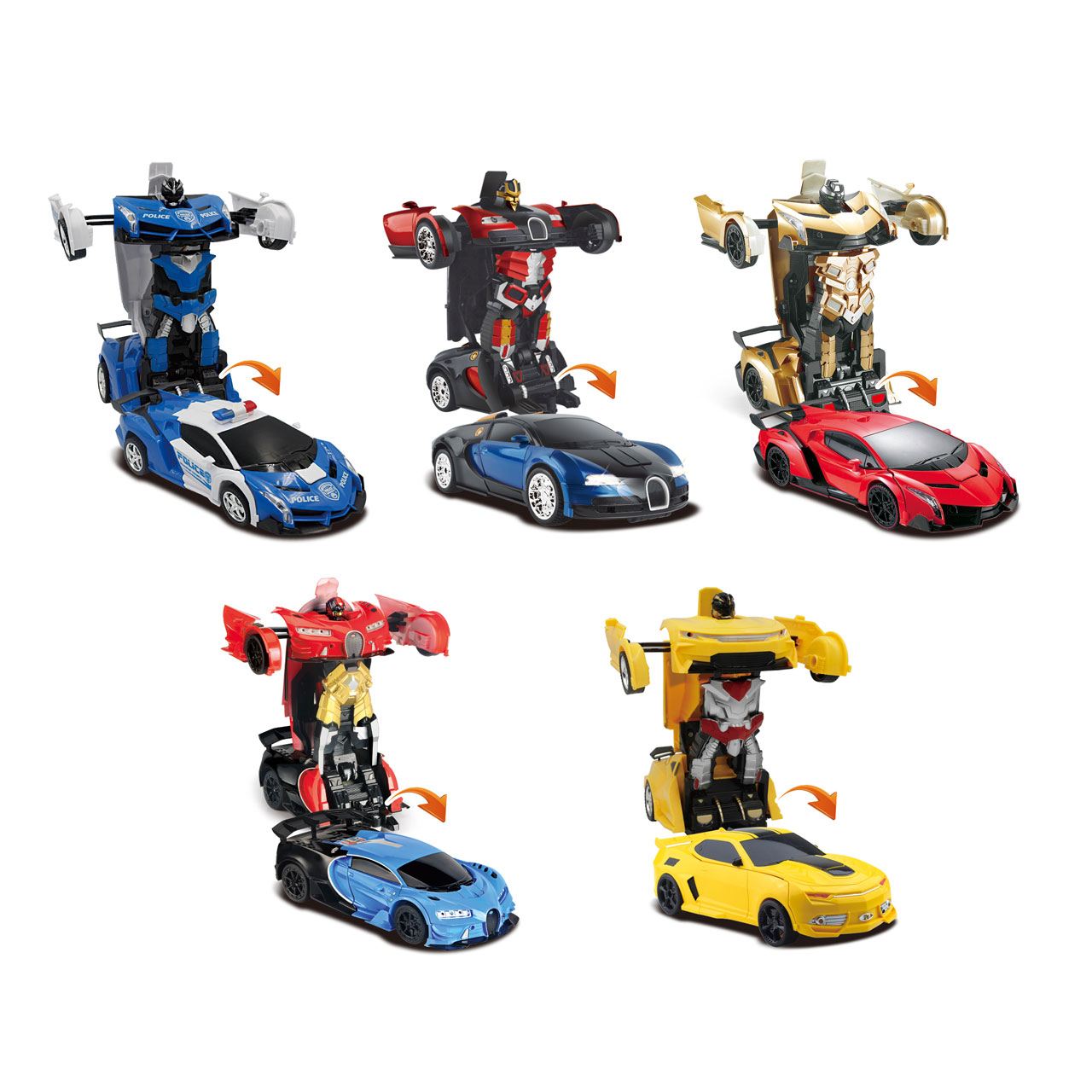 ワンボタンでロボットに変形するラジコンカー ドリフト走行、360度回転