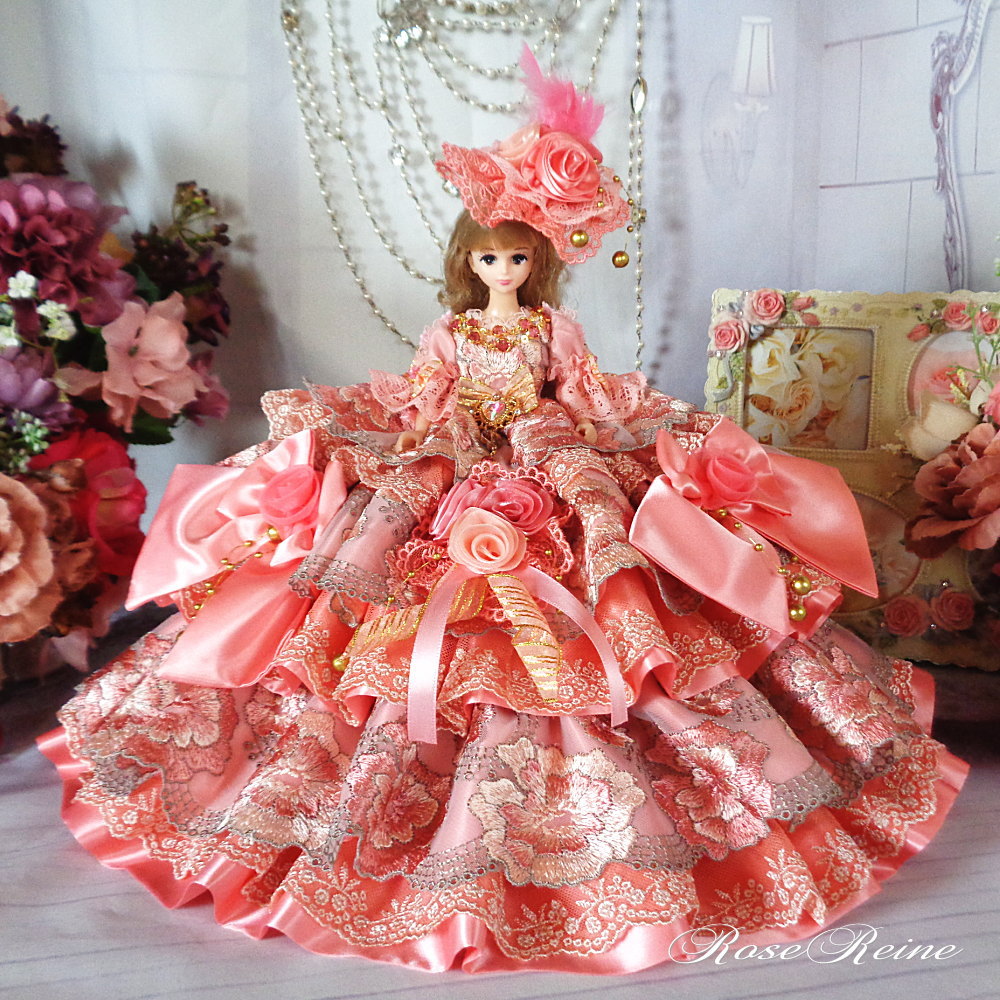 ビスクドール用 ドレスとボネ ドールドレス とボネ 大きめアンティーク