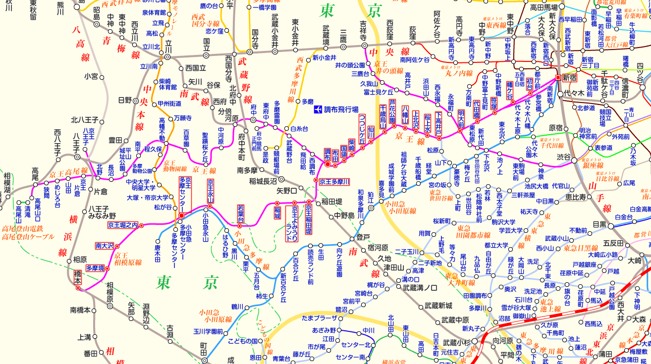 ①京王電鉄 停車駅のご案内 京王線の路線図/地図と停車駅一覧と写真