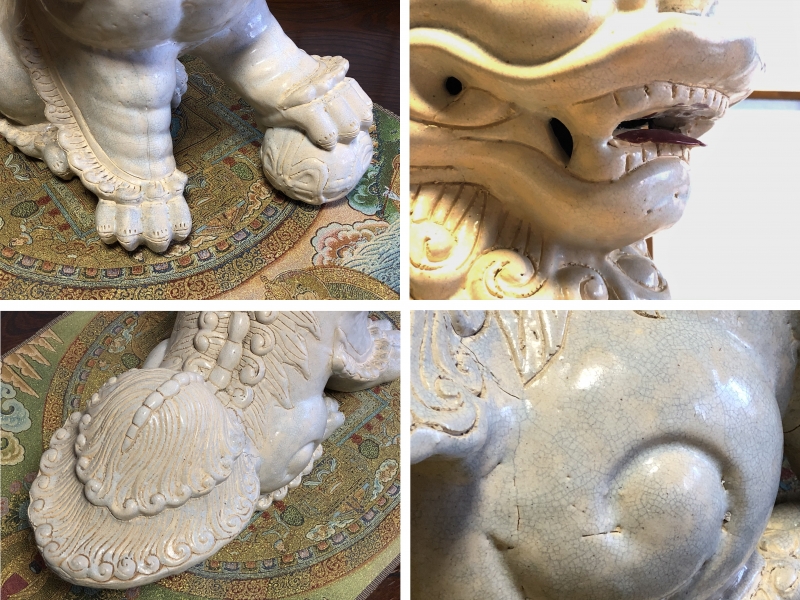 玉石彫刻 白玉 獅子 銘あり 根付 置物 古美術 古玩 中国美術 玉石彫刻