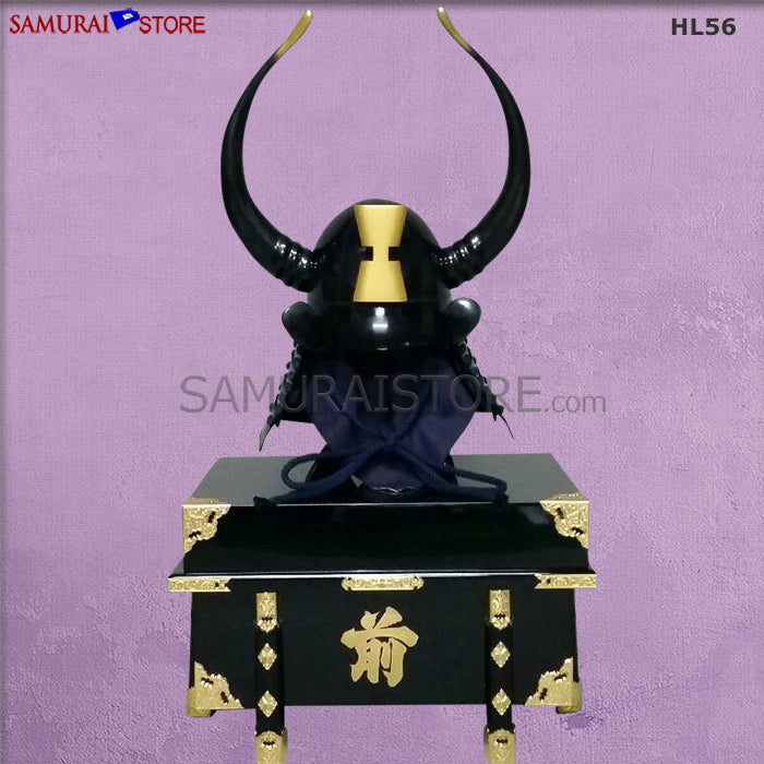 HL56 黒塗り六間椎実兜 大角付き - サムライストア SAMURAI STORE