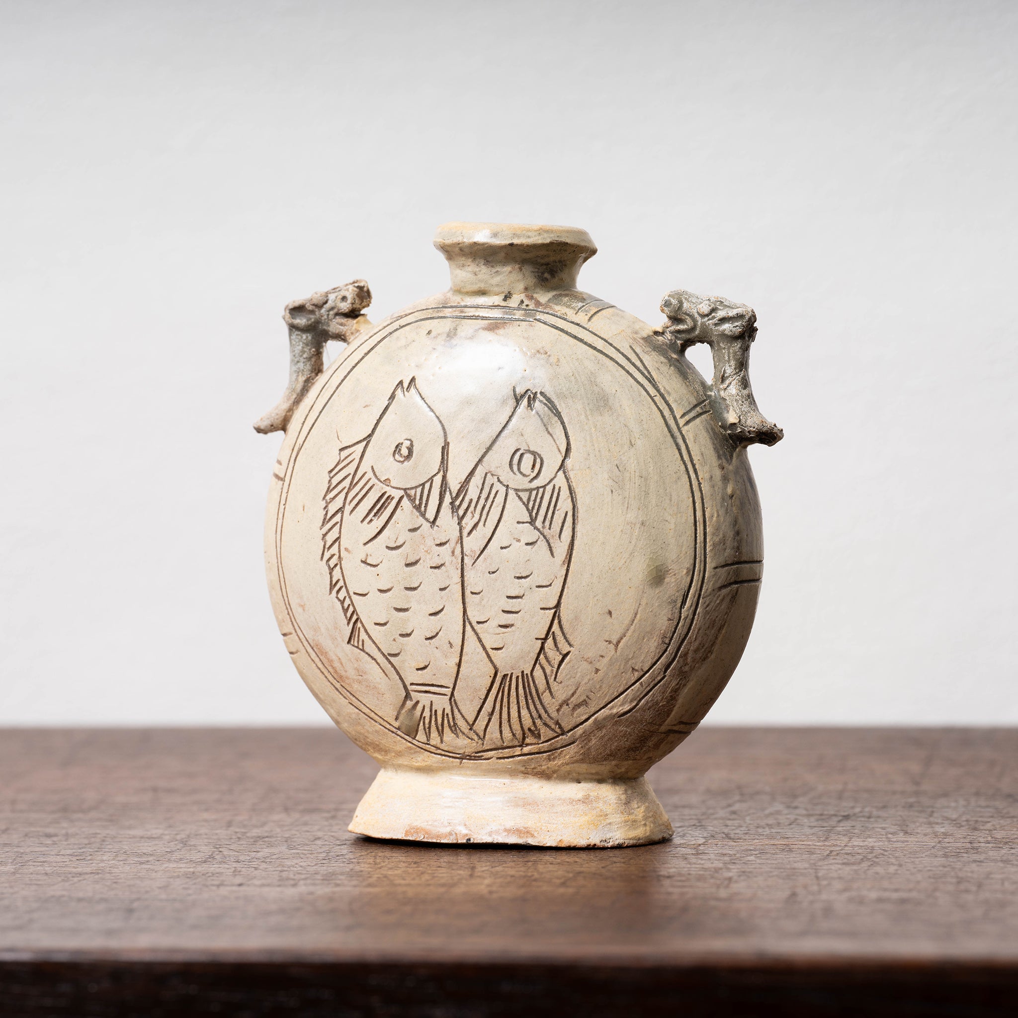 李朝時代絵高麗粉粧灰青沙器鉄絵紋水指茶道具壷壺花瓶時代