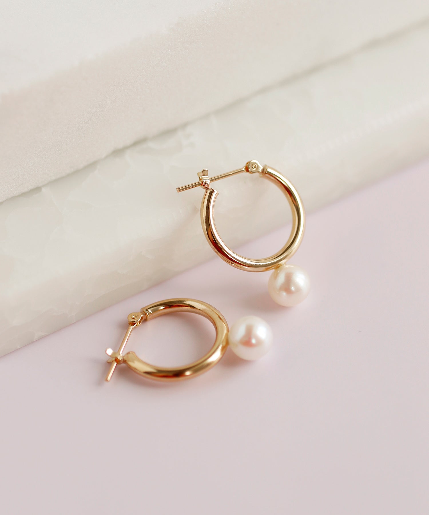 SIENAROSE】パイプフープパールピアス[L]｜アネモネ・シエナロゼ